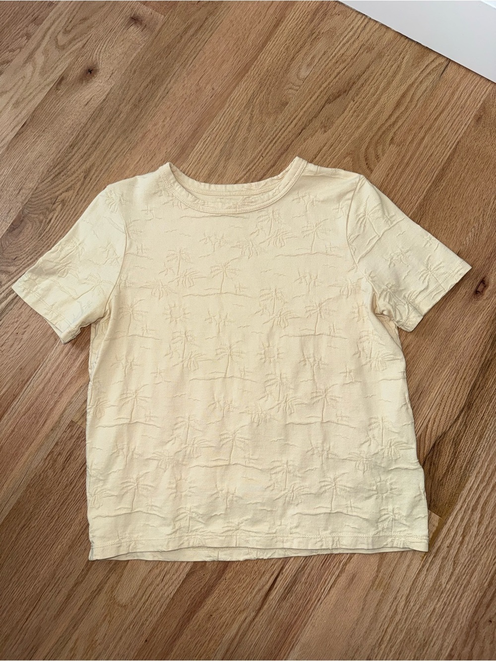 Madewell 100% Cotton Textured Cream Light Butter Yellow Palm Tree Sunshine Shirt